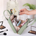 Gift For Yourself, Gift For Women, Happy - Blooming In Love Birth Month Flower - Personalized Leather Makeup Bag With Handle