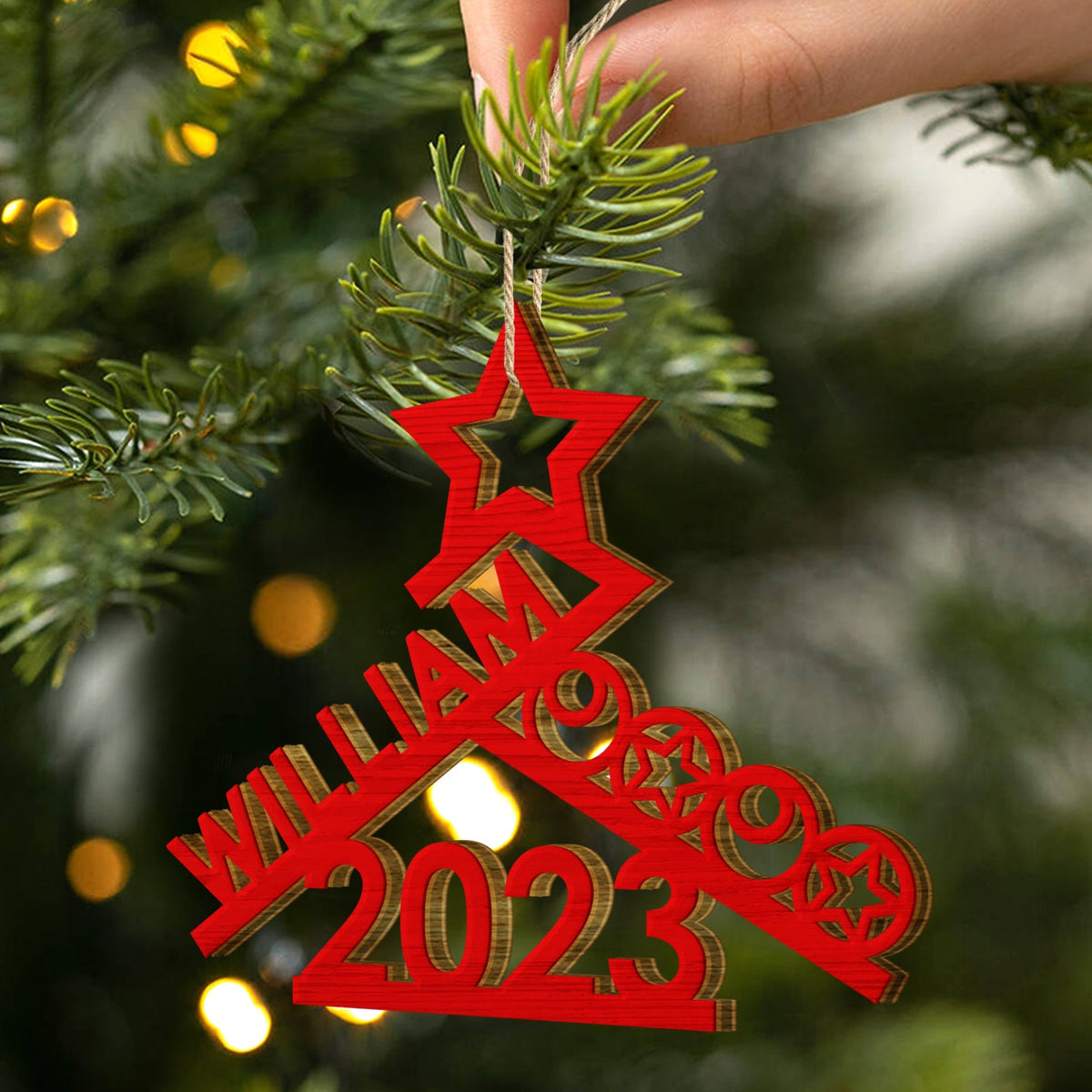 Christmas Family Names Decor - Gift For Family - Personalized Wooden Cutout Ornament