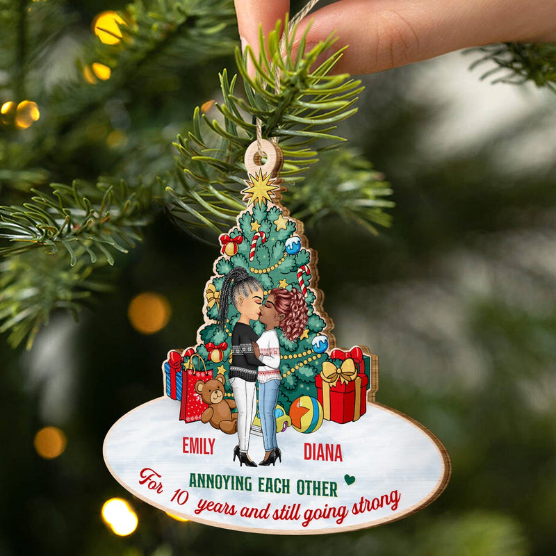 Annoying Each Other No Returns Or Refunds - Christmas Gift For Couples - Personalized Custom Shaped Wooden Ornament