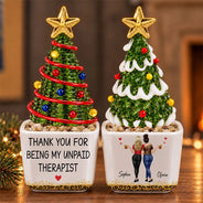 Afro Besties, Christmas, Gift For Bestie, Grateful, Top Market, Vector - Christmas Gift For Best Friend - Personalized Thank You For Being My Unpaid Therapist Stained Glass Christmas Tree