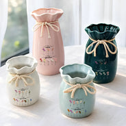 Gift For Grandma,Gift For Mother,Gift For Women,Happy - Birth Month Flowers First Mom Now Grandma - Personalized Ribbon Tie Flower Vase