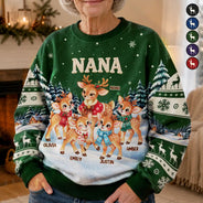 Christmas,Gift For Grandma,Gifts For Her,Icon,Sentimental,Top Market - Christmas Gift For Grandma - Personalized Reindeer Grandkids Unisex Ugly Sweater