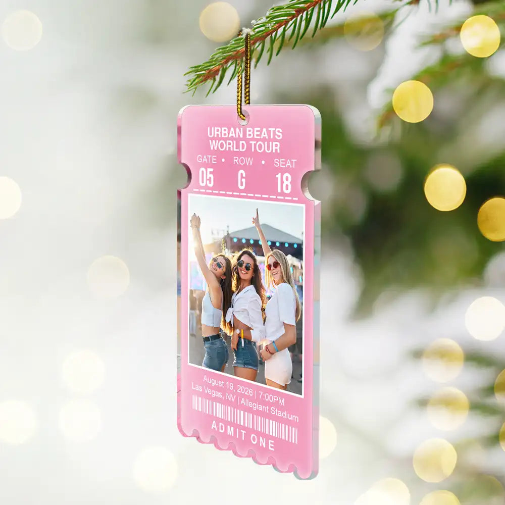 Christmas,Custom Photo,Gift For Yourself,Gifts For Her,Gifts For Him,Happy,Top Market,Travel,Upload Full Photo - Keepsake For Fans, Music Lovers - Personalized Custom Photo Concert Ticket Acrylic Ornament