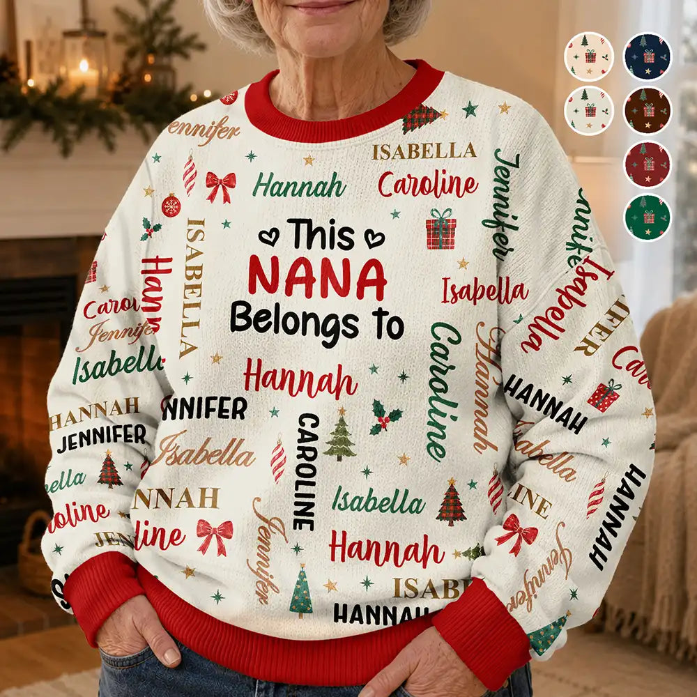 Christmas, Custom Text, Gift For Grandma, Gifts For Her, Happy - Christmas Gift For Grandma Nana - Personalized Kids Names Unisex Ugly Sweater