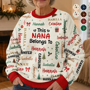 Christmas, Custom Text, Gift For Grandma, Gifts For Her, Happy - Christmas Gift For Grandma Nana - Personalized Kids Names Unisex Ugly Sweater