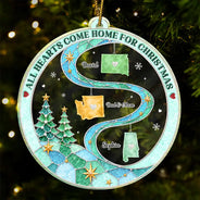Christmas, Family, Icon, Long Distance, Sentimental, Top Market - Christmas Gift For Long Distance Family - Personalized Love Knows No Distance Acrylic Ornament
