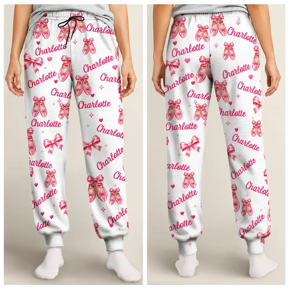 Christmas,Custom Text,Gift For Women,Gift For Yourself,Gifts For Her,Happy,Top Market - Ballet Gift For Teen Girls - Personalized Coquette Bow Pajama Pants
