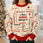 Christmas, Custom Text, Gift For Grandma, Gifts For Her, Happy - Christmas Gift For Grandma Nana - Personalized Kids Names Unisex Ugly Sweater