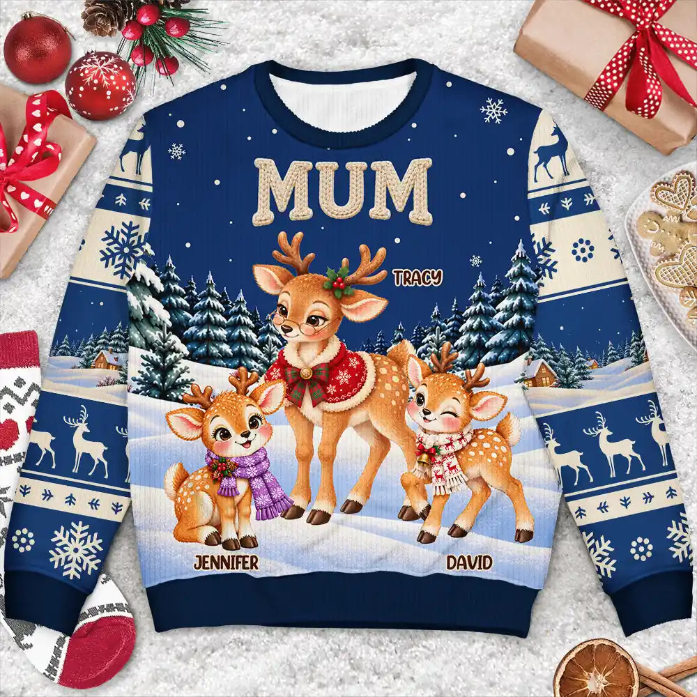 Christmas,Gift For Grandma,Gifts For Her,Icon,Sentimental,Top Market - Christmas Gift For Grandma - Personalized Reindeer Grandkids Unisex Ugly Sweater