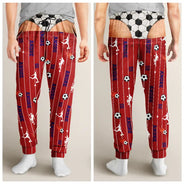 Christmas,Football,Gift For Men,Gift For Yourself,Gifts For Him,Humorous,Icon,Top Market - Gag Gift For Football Baseball Soccer Fan - Personalized Name Number Pajama Pants