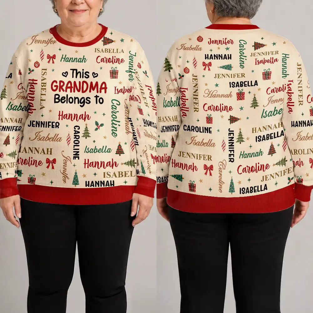 Christmas, Custom Text, Gift For Grandma, Gifts For Her, Happy - Christmas Gift For Grandma Nana - Personalized Kids Names Unisex Ugly Sweater