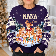 Christmas,Gift For Grandma,Gifts For Her,Icon,Sentimental,Top Market - Christmas Gift For Grandma - Personalized Reindeer Grandkids Unisex Ugly Sweater