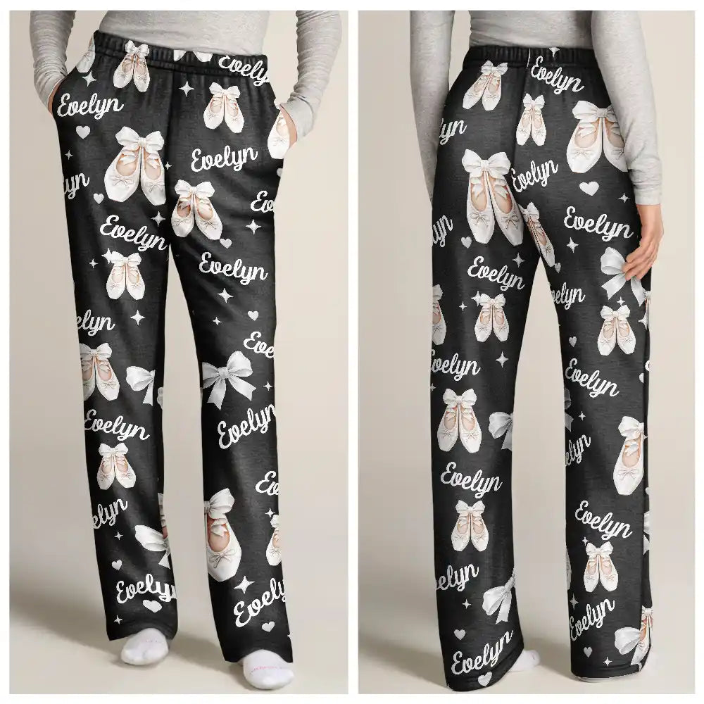 Christmas,Custom Text,Gift For Women,Gift For Yourself,Gifts For Her,Happy,Top Market - Ballet Gift For Teen Girls - Personalized Coquette Bow Pajama Pants