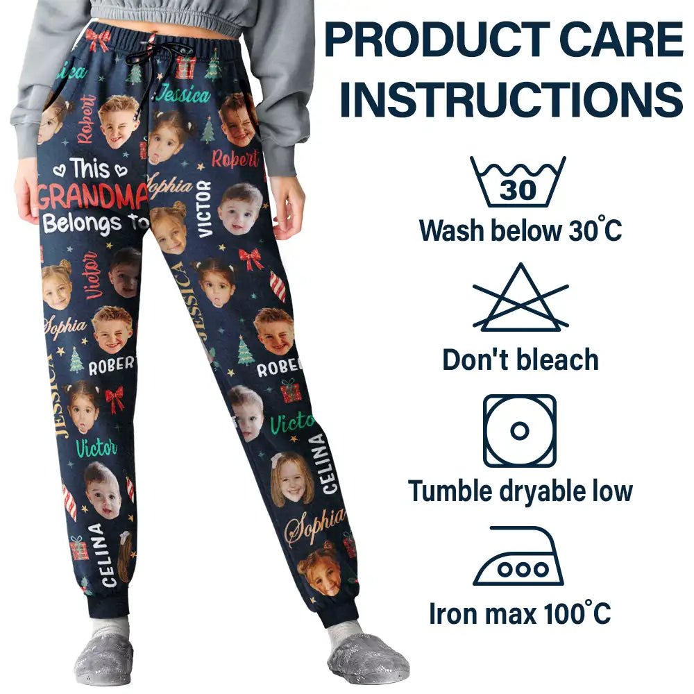 Christmas, Custom Photo, Cut-Face Photo, Gift For Grandma, Gifts For Her, Happy - Christmas Gift For Grandma Nana - Personalized Custom Photo Grandkids Name Pajama Pants