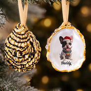 Art Design,Christmas,Custom Photo,Indoor Decor,Pet Lovers,Photo - Christmas Accessories 3D Cartoon Pet,Playful - Christmas Gift For Dog Lovers - Personalized Custom Photo Pet Portrait Oyster Ornament