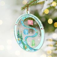 Christmas, Family, Icon, Long Distance, Sentimental, Top Market - Christmas Gift For Long Distance Family - Personalized Love Knows No Distance Acrylic Ornament