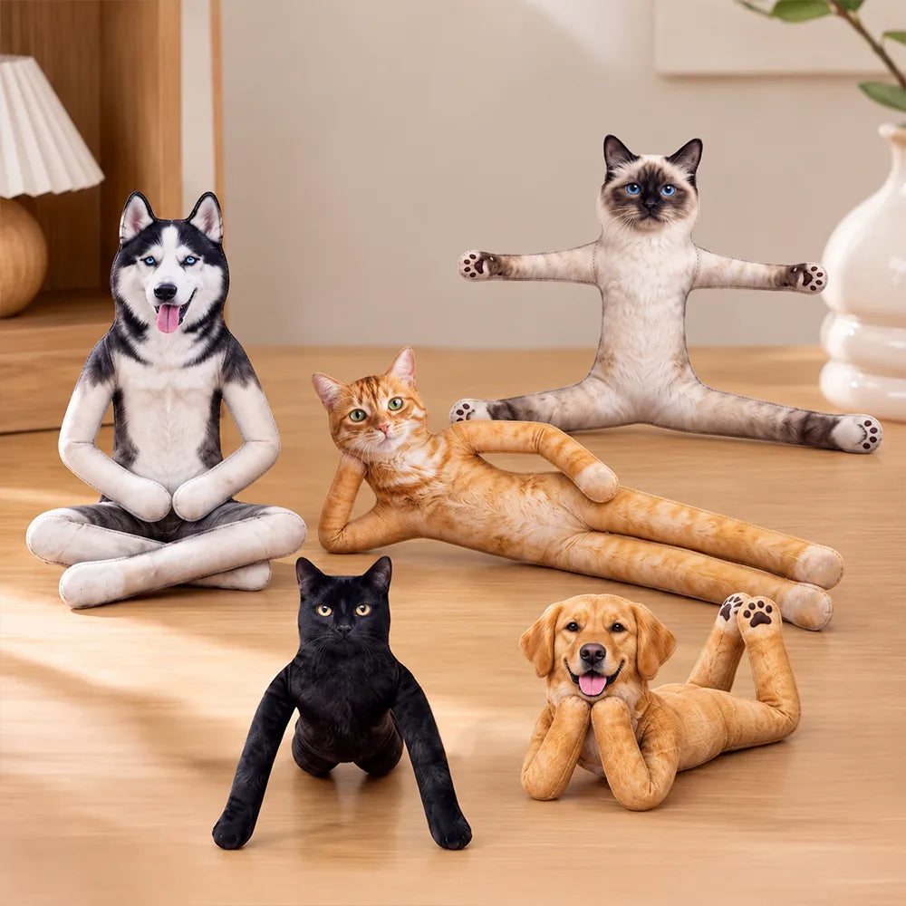 Art Design, Christmas, Custom Photo, Humorous, Pet Lovers, Photo - Poseable Body Doll - Funny Gift For Dog Mom, Dad, Cat Lover - Personalized Custom Photo Pet Squishy Toy Poseable Plush Doll Poseable Plush Doll