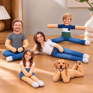 Art Design,Christmas,Custom Photo,Family,Humorous,Photo - Poseable Body Doll - Funny Gift For Family, Mom, Dad, Kid, Pet - Personalized Custom Photo Squishy Toy Poseable Plush Doll Poseable Plush Doll