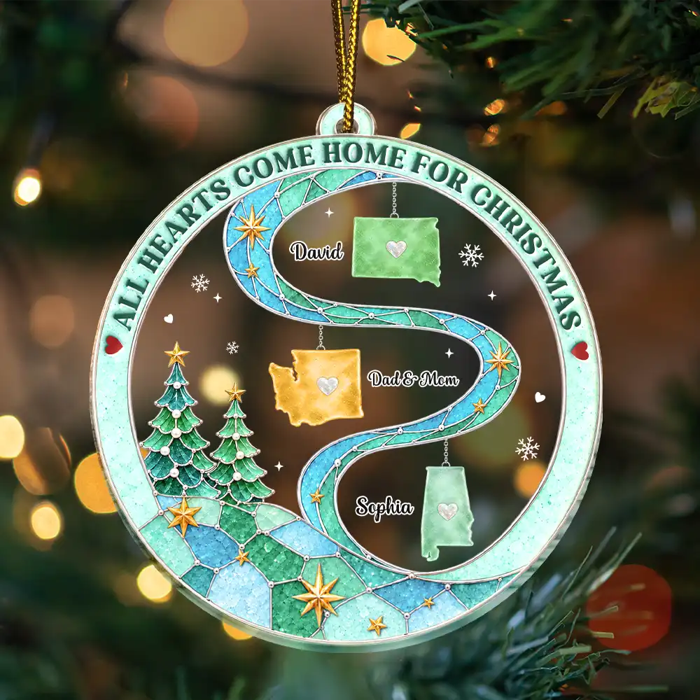 Christmas, Family, Icon, Long Distance, Sentimental, Top Market - Christmas Gift For Long Distance Family - Personalized Love Knows No Distance Acrylic Ornament