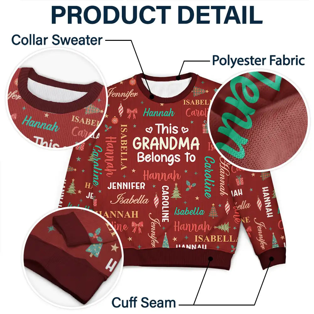 Christmas, Custom Text, Gift For Grandma, Gifts For Her, Happy - Christmas Gift For Grandma Nana - Personalized Kids Names Unisex Ugly Sweater