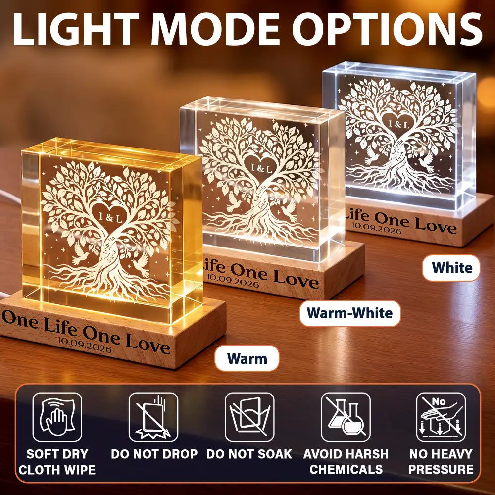 Anniversary,Custom Text,Gift For Couples,Indoor Decor,Old Couples,Romantic - Anniversary Gift For Couples - Personalized And So Together They Built A Life They Loved Crystal Cube Lamp