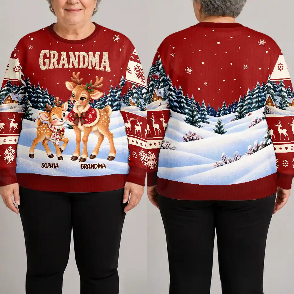 Christmas,Gift For Grandma,Gifts For Her,Icon,Sentimental,Top Market - Christmas Gift For Grandma - Personalized Reindeer Grandkids Unisex Ugly Sweater