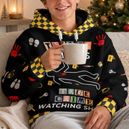 Christmas, Custom Text, Gift For Women, Gift For Yourself, Gifts For Her, Happy - Gift For True Crime Lovers - Personalized Binge Watching Fleece Hoodie