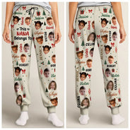 Christmas, Custom Photo, Cut-Face Photo, Gift For Grandma, Gifts For Her, Happy - Christmas Gift For Grandma Nana - Personalized Custom Photo Grandkids Name Pajama Pants