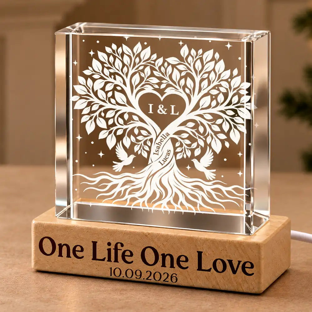 Anniversary,Custom Text,Gift For Couples,Indoor Decor,Old Couples,Romantic - Anniversary Gift For Couples - Personalized And So Together They Built A Life They Loved Crystal Cube Lamp