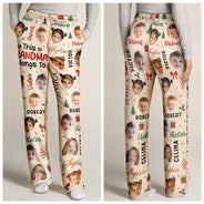 Christmas, Custom Photo, Cut-Face Photo, Gift For Grandma, Gifts For Her, Happy - Christmas Gift For Grandma Nana - Personalized Custom Photo Grandkids Name Pajama Pants