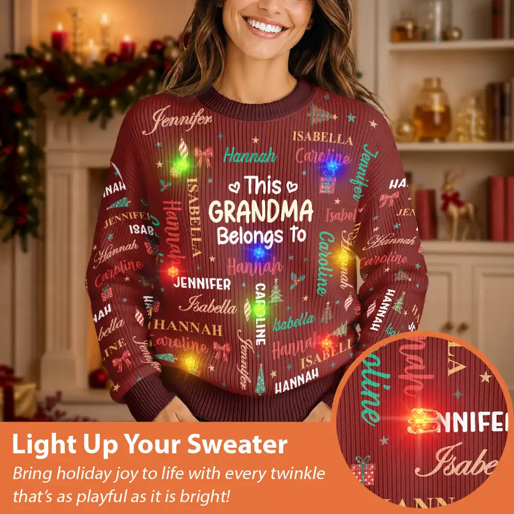 Christmas, Custom Text, Gift For Grandma, Gifts For Her, Happy - Christmas Gift For Grandma Nana - Personalized Kids Names Unisex Ugly Sweater