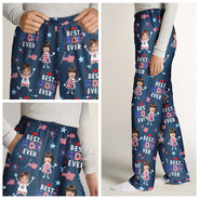Gift For Father,Gift For Mother,Gift For Grandpa,Gift For Grandma,Stick Figure,Happy,Photo,Icon,Humorous - Custom Photo US Stick Figures Face Cut Best Dad Mom Mama Papa Ever - Personalized Pajama Pants