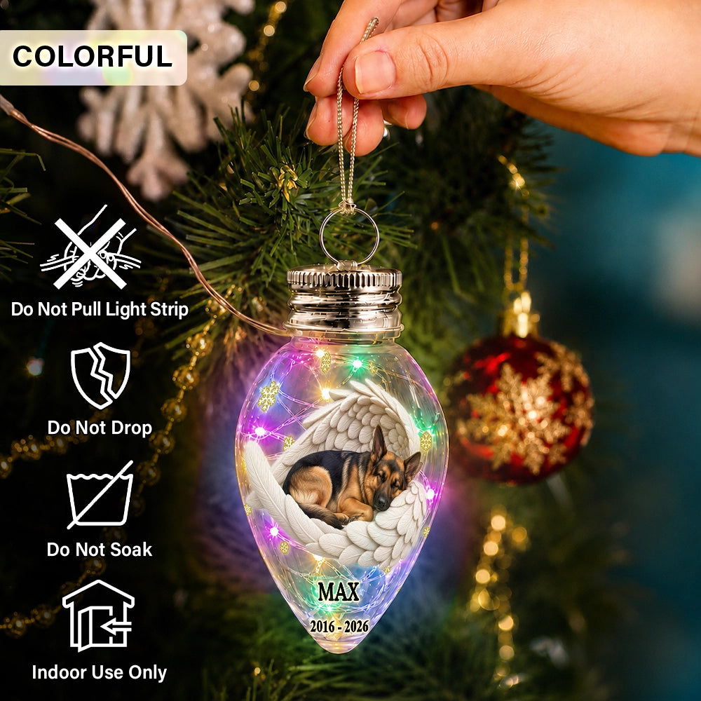 Art Design,Christmas,Custom Photo,Memorial,Pet Lovers,Pet Memorial,Photo - Sleeping Pet Angle Wing,Sentimental - Memorial Gift For Pet Lovers - Personalized Custom Photo Your Light Will Always Shine In My Heart Chili Bulb LED Light