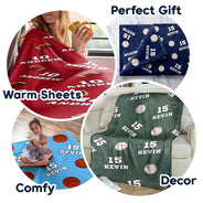 Christmas,Football,Gift For Grandma,Gifts For Her,Happy,Icon - Sports Gift For Kids - Personalized American Football Baseball Soccer Fleece Blanket, Sherpa Blanket