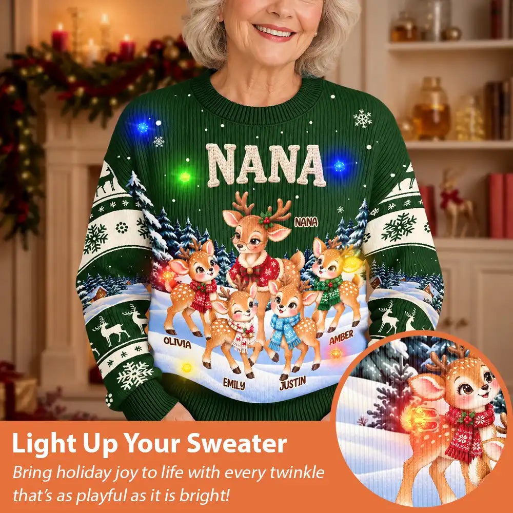 Christmas,Gift For Grandma,Gifts For Her,Icon,Sentimental,Top Market - Christmas Gift For Grandma - Personalized Reindeer Grandkids Unisex Ugly Sweater