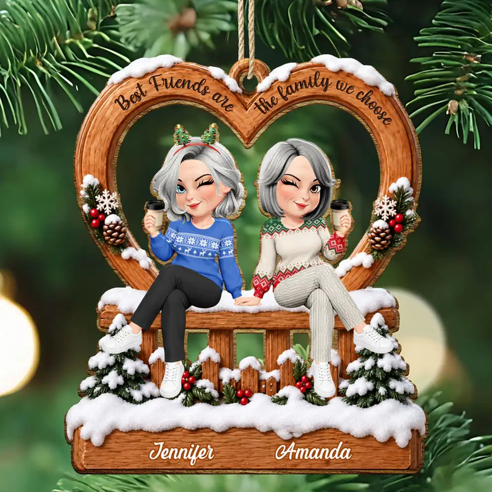 Bestie Keepsake - Personalized Floral Family We Choose Wooden Ornament