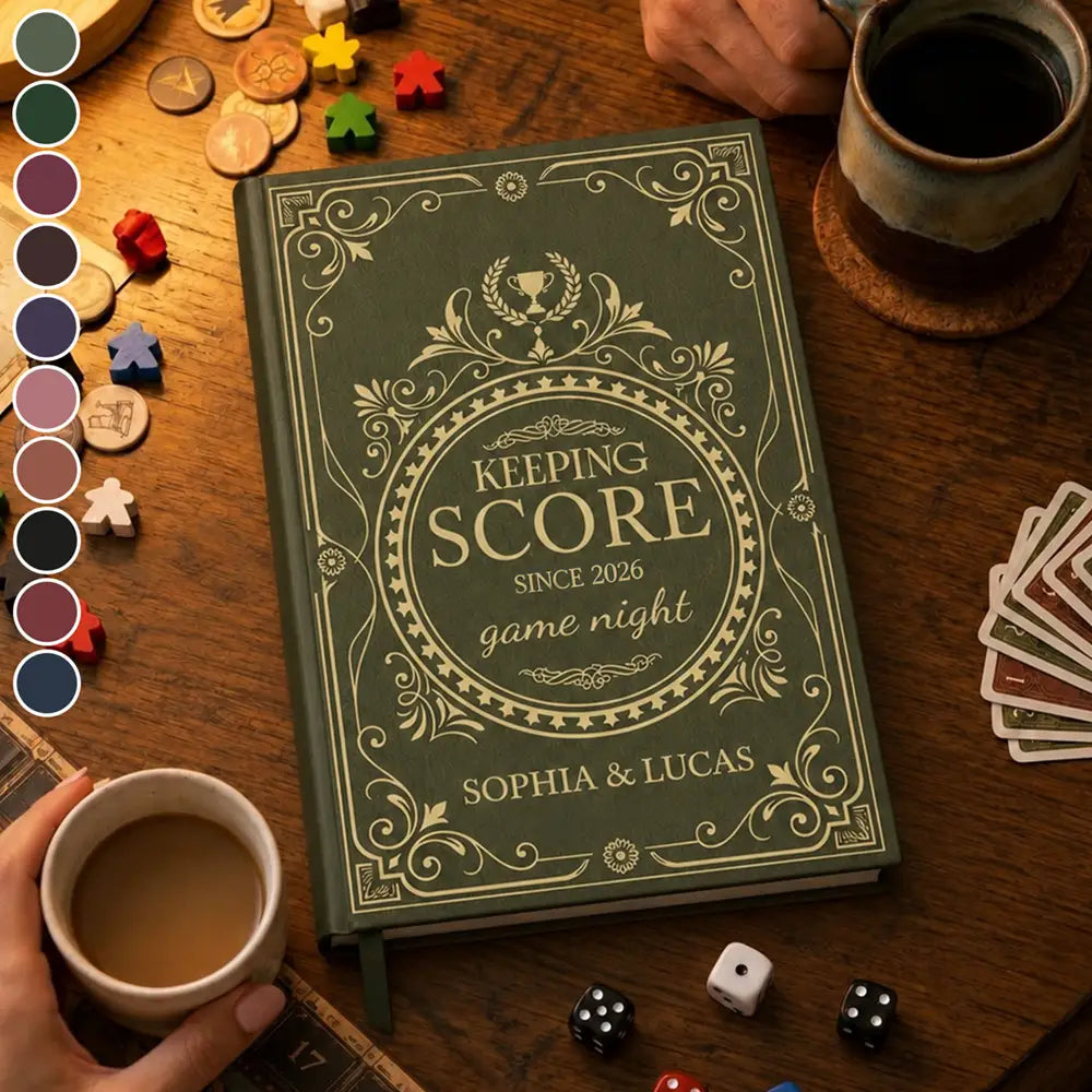 Board Game,Custom Text,Gift For Couples,Old Couples,Playful,Wedding- Wedding Gift For Board Game Lover Couples - Personalized Game Night Keeping Score Hardcover Journal