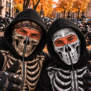 Christmas,Gift For Men,Gift For Yourself,Gifts For Him,Happy,No Custom- Gift For Him, Husband, Friends, Biker - Personalized Skeleton Balaclava Zip Hoodie