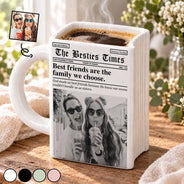 Afro Besties,Christmas,Custom Photo,Gift For Bestie,Romantic,Upload Full Photo - Just Because Gift For Best Friend - Personalized Custom Photo Newspaper Mug