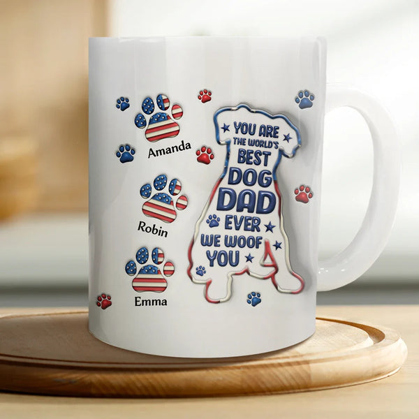 Gift For Yourself, Dog Lovers, Dog Dad, Happy - Happy Father's Day To A Pawsome Dad - 3D Inflated Effect Printed Mug, Personalized White Edge-to-Edge Mug