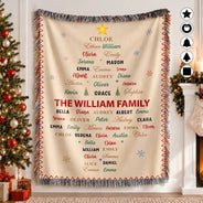 Christmas,Custom Text,Gift For Grandma,Gifts For Her,Sentimental - Christmas Gift For Grandma Mom - Personalized Family & Member Names Word Art Tree Star Wreath Woven Blanket