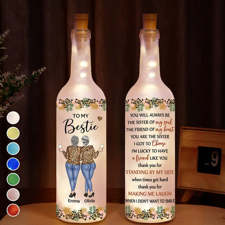 Gift For Best Friend - Personalized Leopard Floral Bottle Light