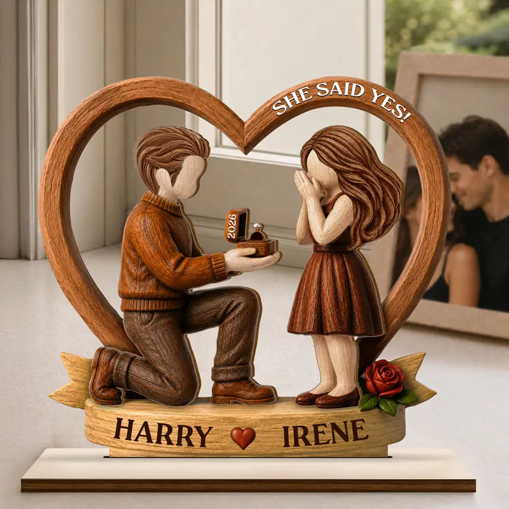 Engagement Gift For Engaged Couple - Personalized Wooden Plaque
