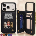 Pet Lovers,Pet Mom,Pet Dad,Cat Lovers,Cat Mom,Cat Dad,Dog Lovers,Dog Mom,Dog Dad,Gift For Women,Gift For Men,Happy,Top Market - Faux Embroidery Effect Pet Mom Pet Dad - Personalized Leather Flip Wallet Phone Case