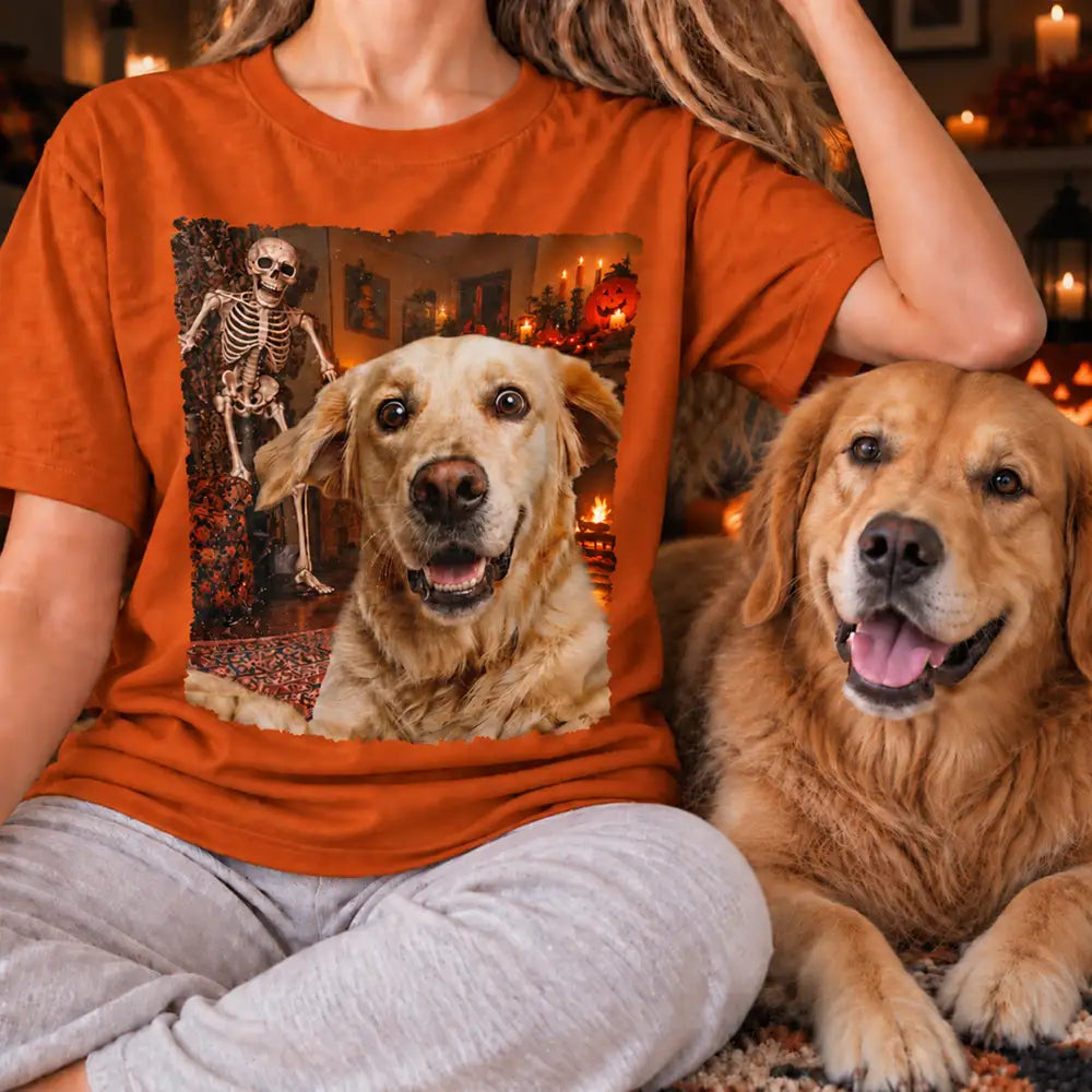 Halloween Gift For Dog Lovers - Personalized Custom Photo Dog Selfie T Shirt
