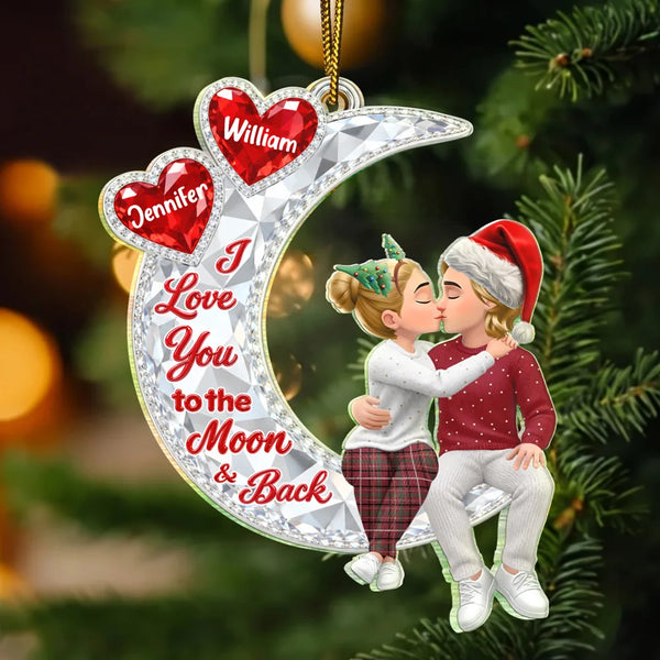Christmas,Gift For Couples,Old Couples,Romantic,Vector - Christmas Gift For Couples - Personalized Crystal Moon Effect Acrylic Ornament