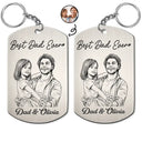Custom Photo,Gift For Father,Dad - Children,Photo - Pencil Sketch,Adorable - Custom Photo Pencil Sketch Dad Children Portrait - Personalized Aluminum Keychain