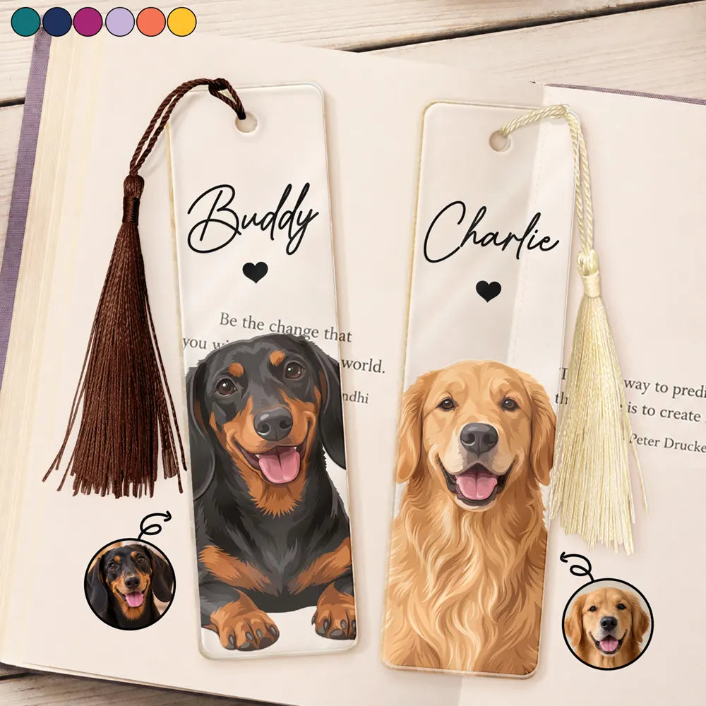 Gift For Book Lovers - Personalized Custom Photo Pet Portrait Acrylic Bookmark