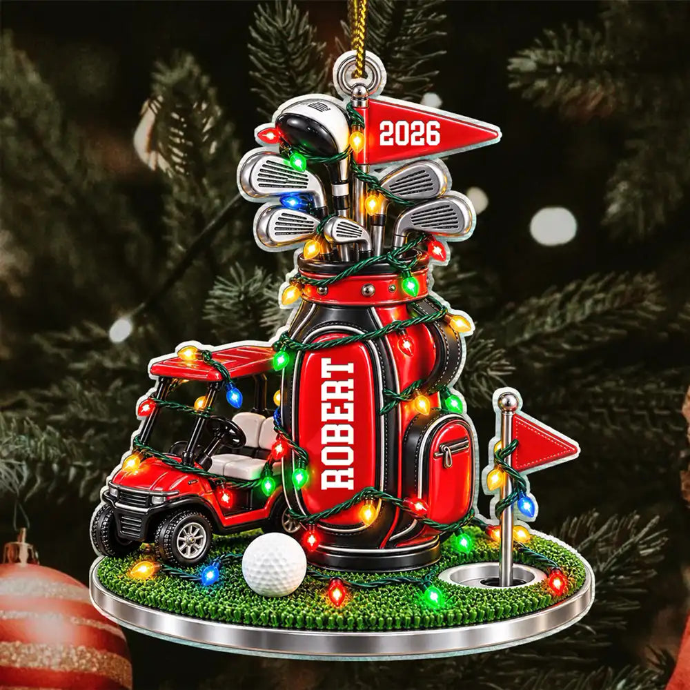 Christmas Gift For Golfer Husband Dad Grandpa - Personalized Golf Bag Acrylic Ornament