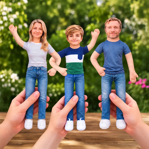 Art Design,Christmas,Custom Photo,Family,Humorous,Photo - Poseable Body Doll - Funny Gift For Family, Mom, Dad, Kid, Pet - Personalized Custom Photo Squishy Toy Poseable Plush Doll